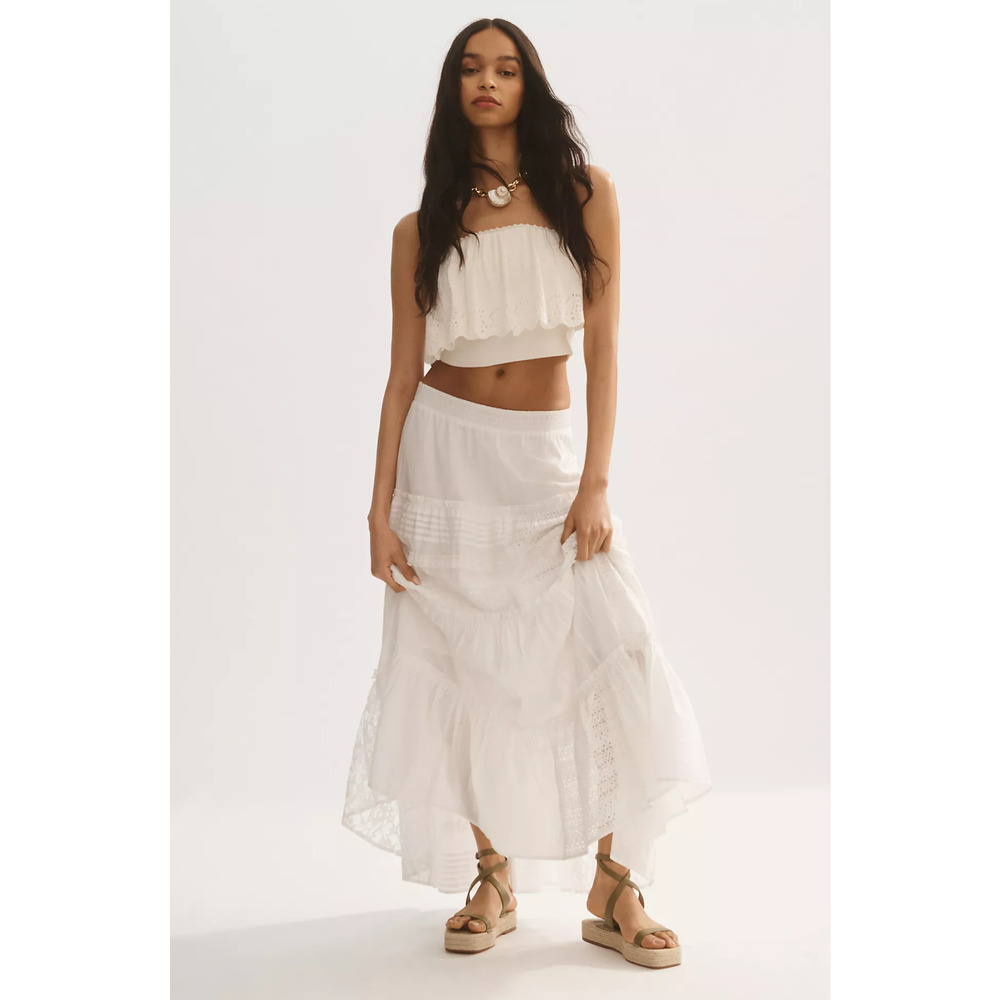 Anthropologie Tiered Lace Patchwork Skirt - XSP - Picture 2 of 7